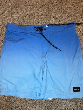 Hurley Phantom Men's Solid Blue Swim Trunks with Drawstring